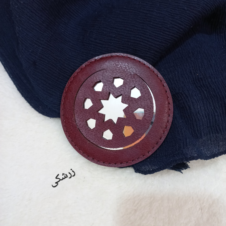 آینه چرم طبیعی طرح اسلیمی دستدوز