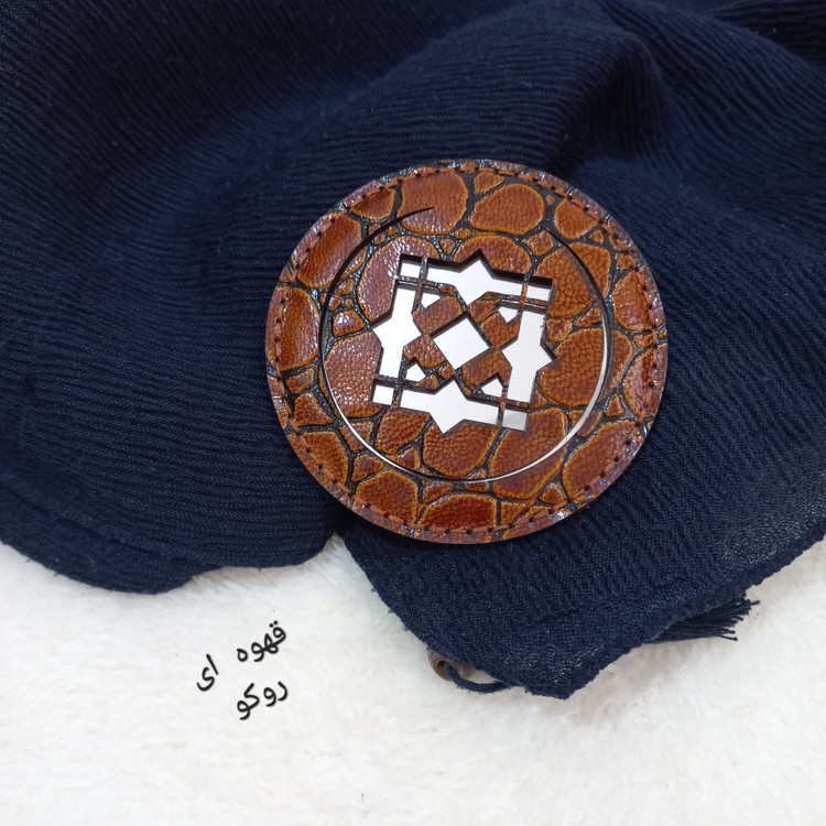 آینه چرم طبیعی طرح اسلیمی دستدوز