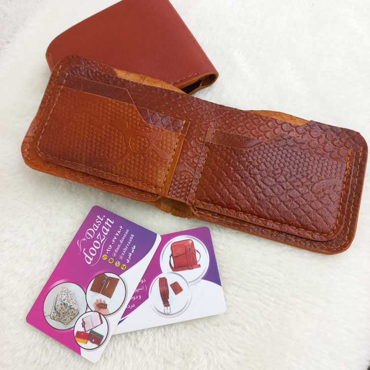 کیف پول جیبی مردانه چرم طبیعی دست دوز